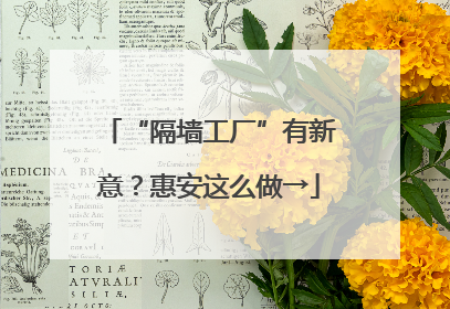 “隔墙工厂”有新意？惠安这么做→